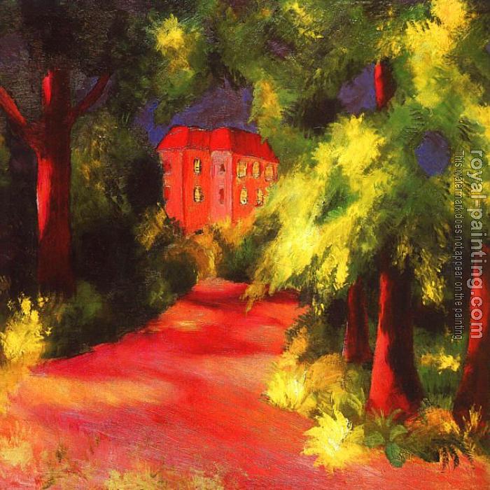 August Macke : Red house in park